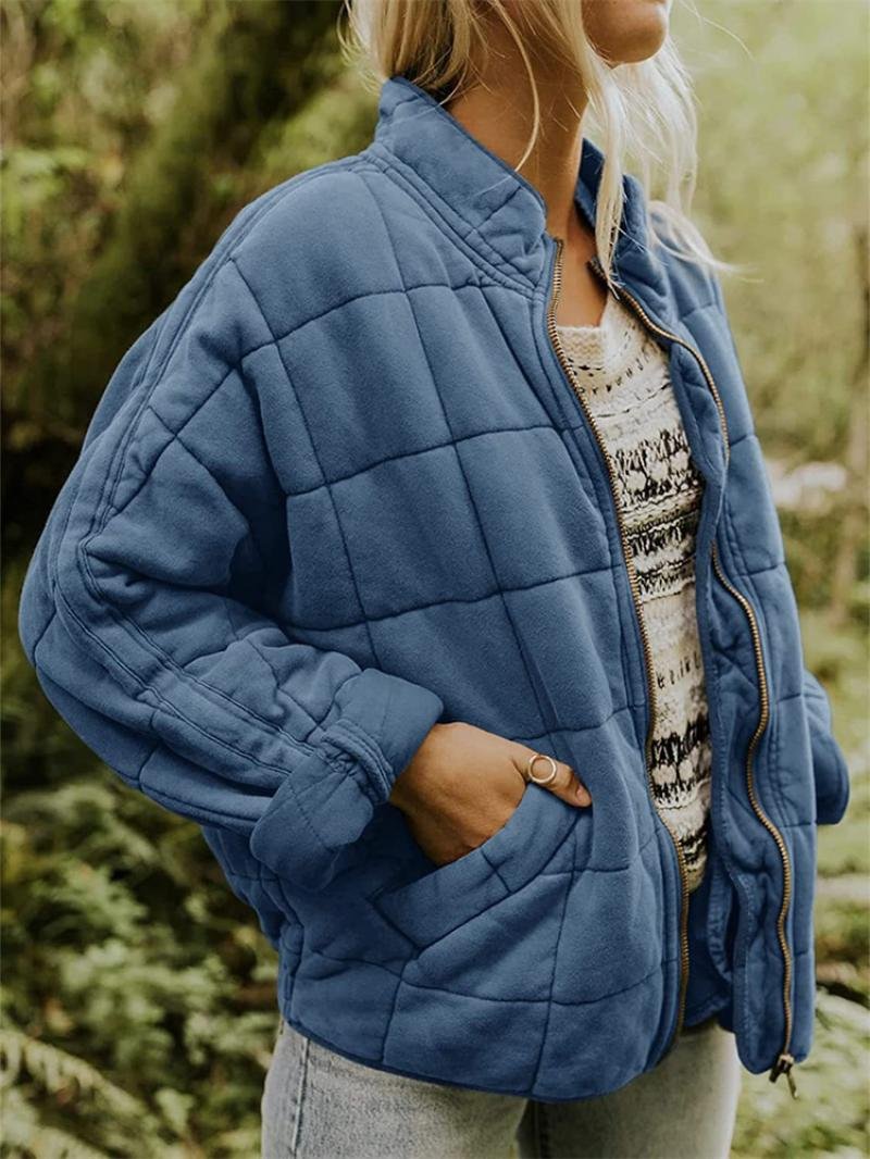 Women's Oversized Quilted Jacket - Blue