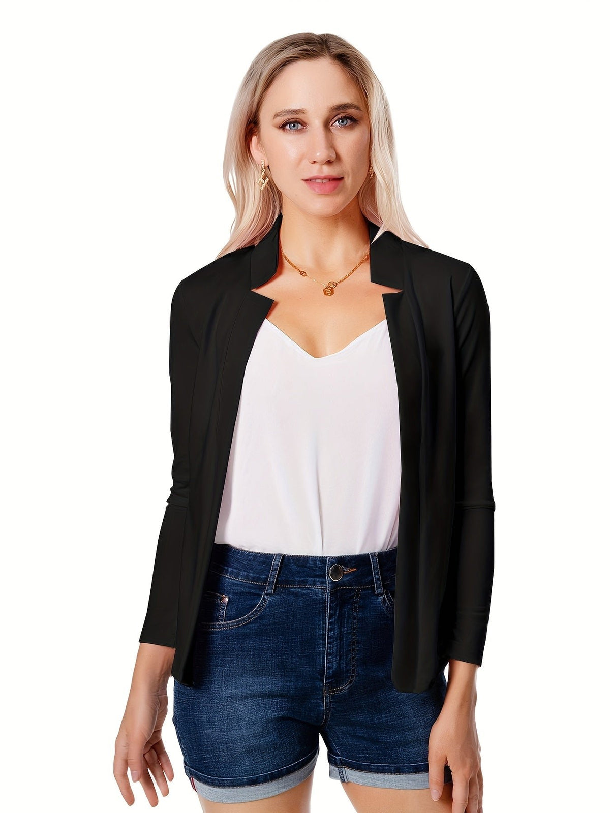 Women's Ponte Knit Open-Front Blazer