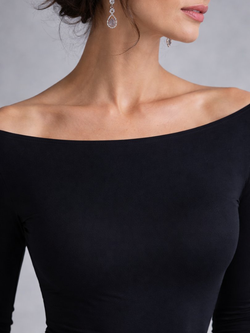 Women's Black Evening Off-Shoulder Maxi Party Gown
