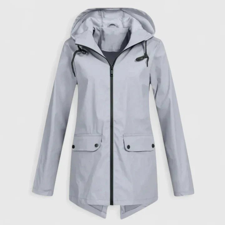 Women's Rain Waterproof Hooded Jacket - Gray