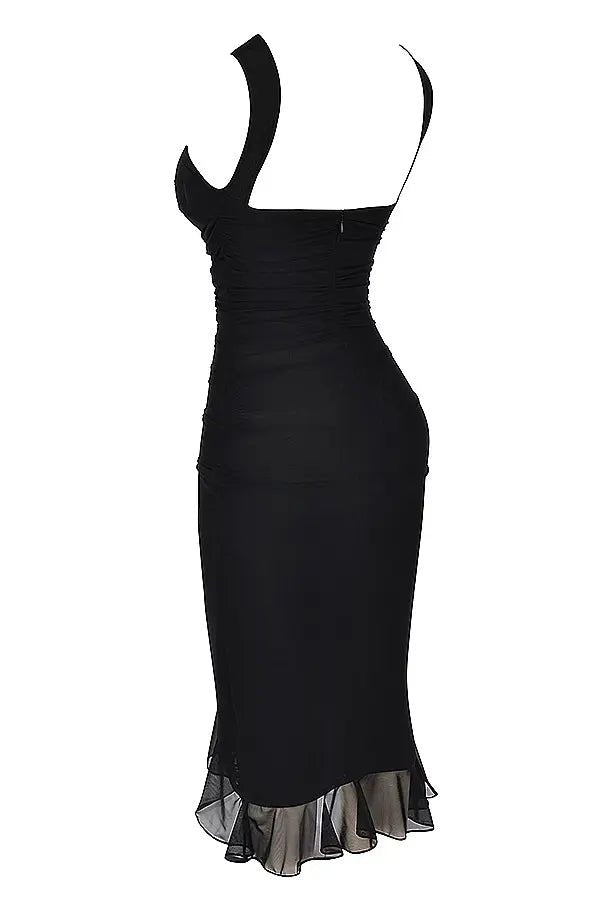 Women's Black One-Shoulder Bodycon Party Dress
