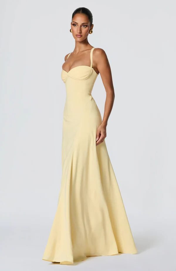 Women's Crepe Corset A-Line Maxi Party Gown