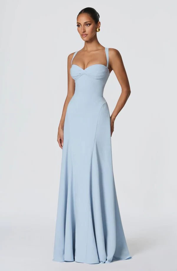 Women's Crepe Corset A-Line Maxi Party Gown