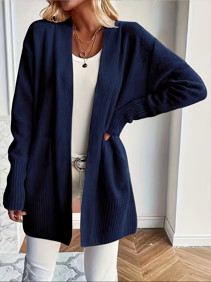 Women's Oversized Knit Longline Cardigan - Navy