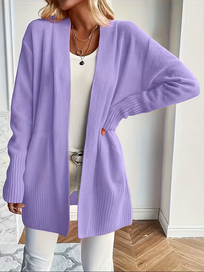 Women's Oversized Knit Longline Cardigan - Violet