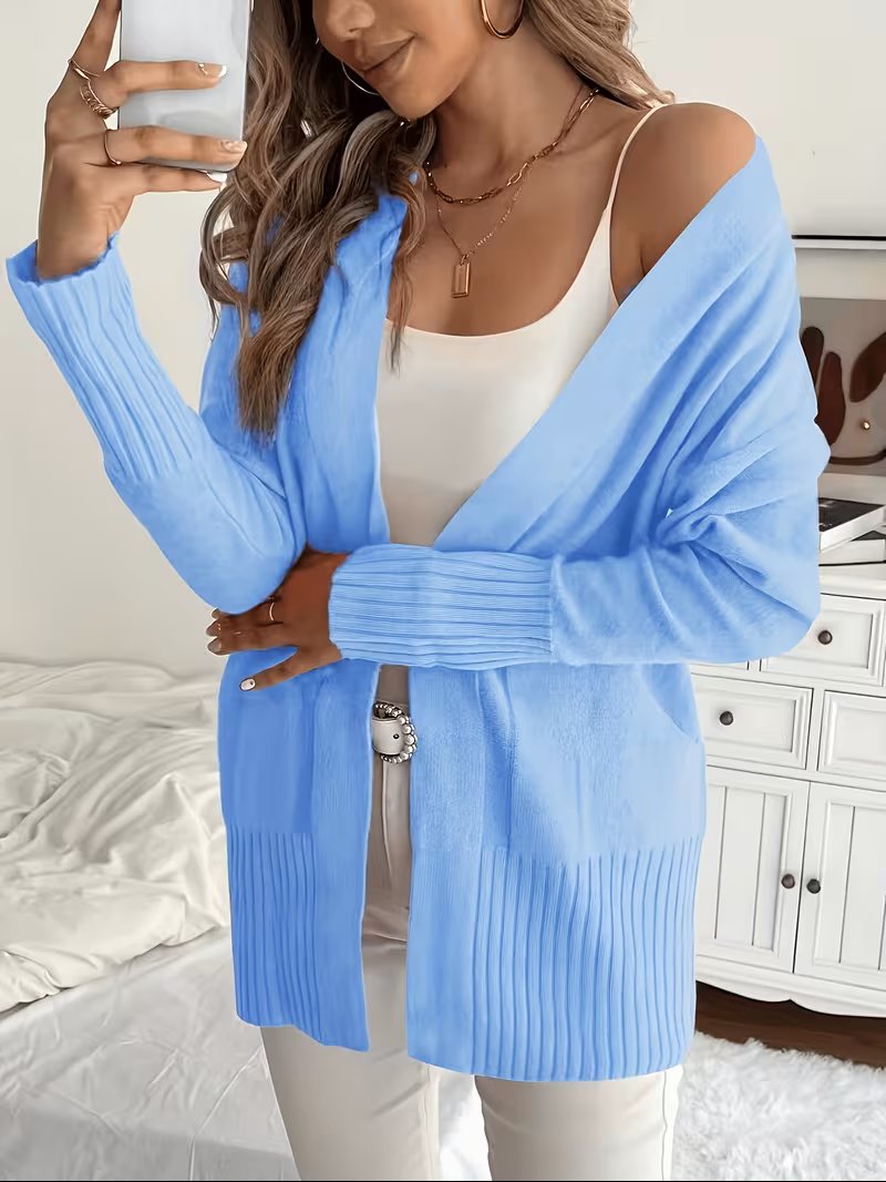 Women's Oversized Knit Longline Cardigan - Vibrant Blue