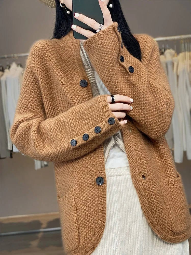 Women's Wool Waffle-Knit Jacket