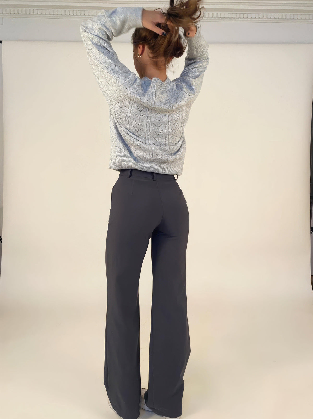 Women's Black High-Waisted Tailored Wide-Leg Trousers