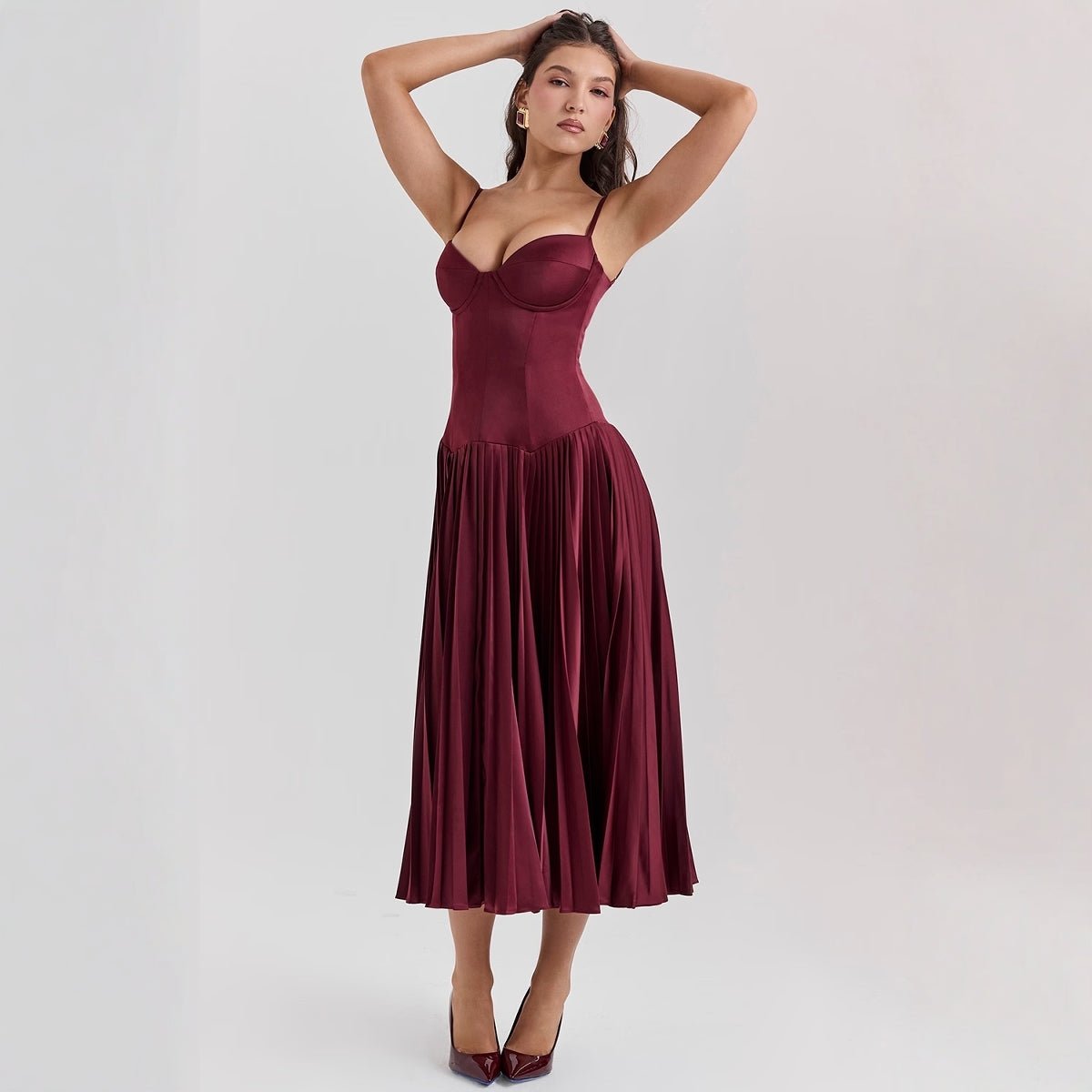 Women's Corset Satin Midi Party Dress
