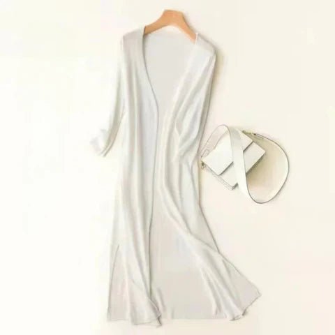 Women's Oversized Knit Duster Midi Cardigan - White