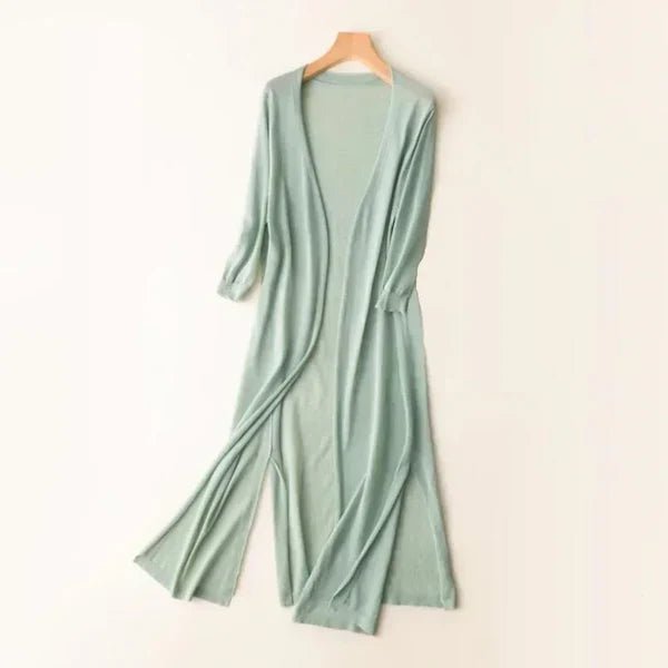 Women's Oversized Knit Duster Midi Cardigan - Green