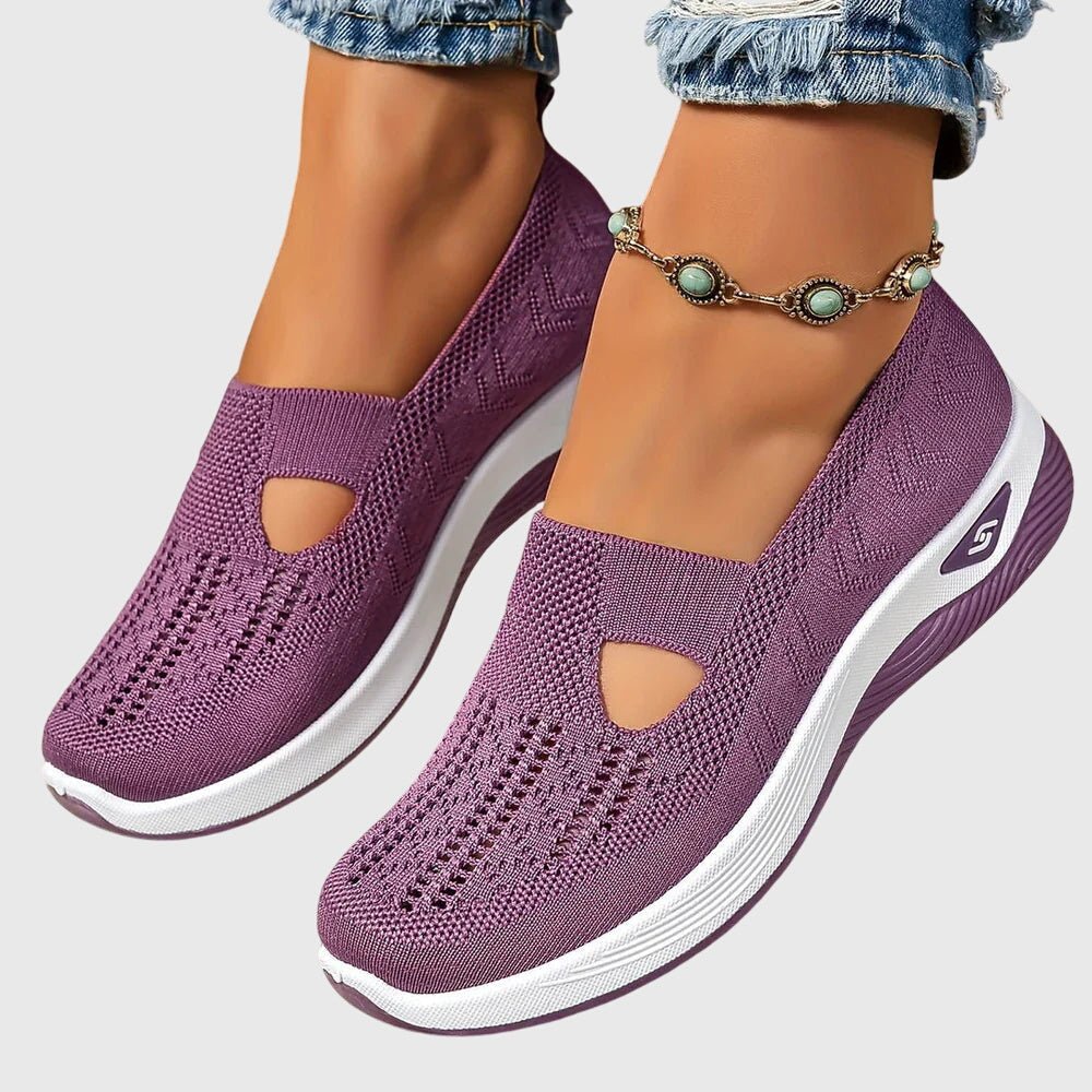 Women's Chunky Platform Knit Slip-On Wedge Trainers - Purple
