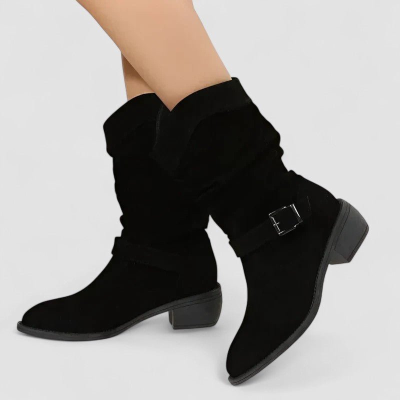Women's Suede Ankle Boots - Black