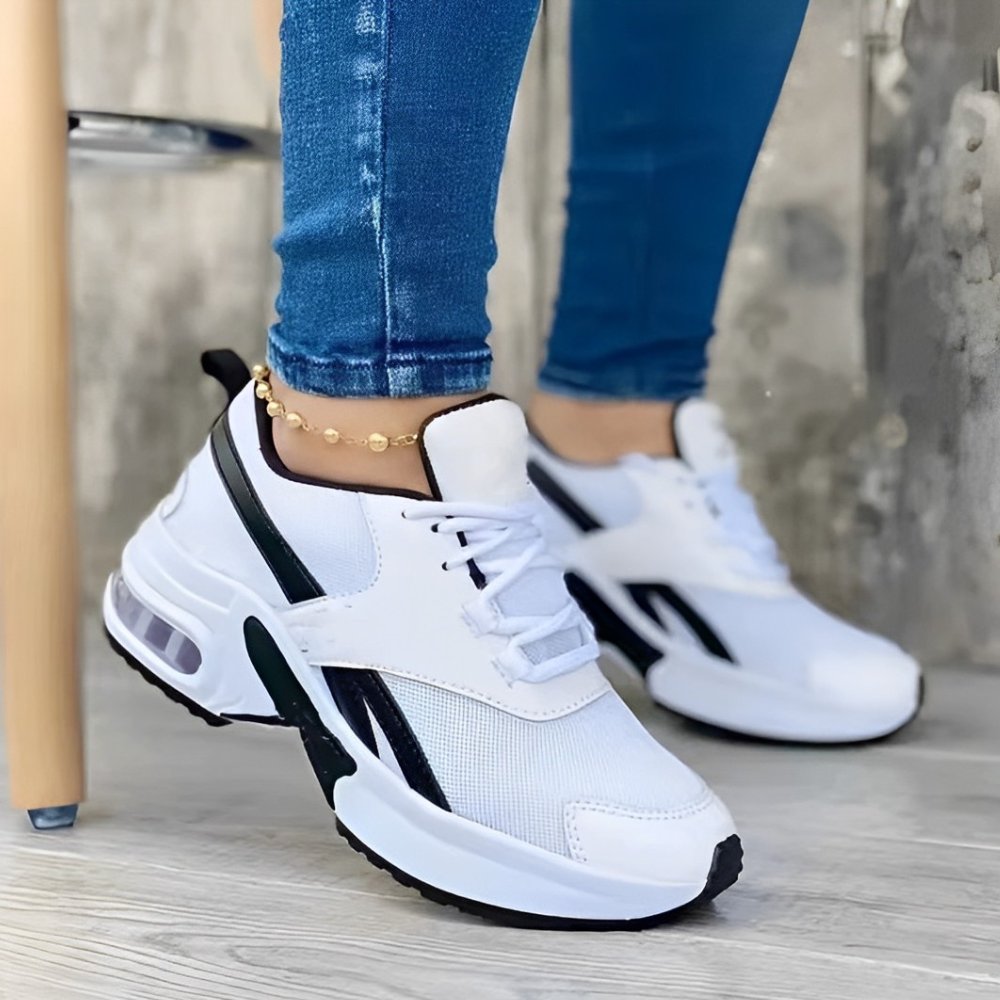 Women's Chunky Platform Lace-Up Trainers - White