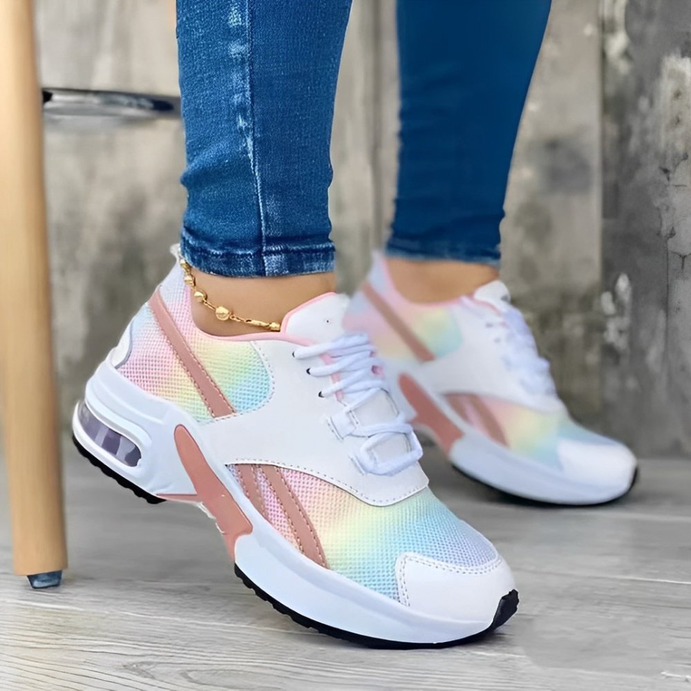 Women's Chunky Platform Lace-Up Trainers - Rainbow
