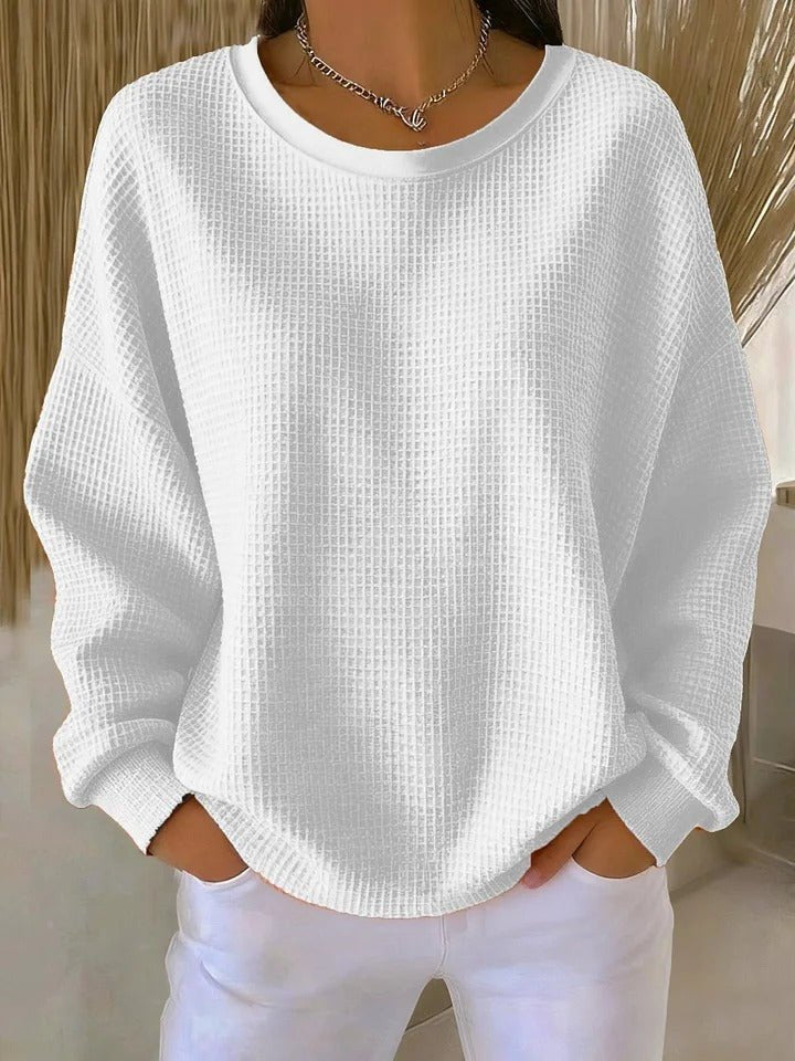 Women's Oversized Waffle Knit Jumper - White