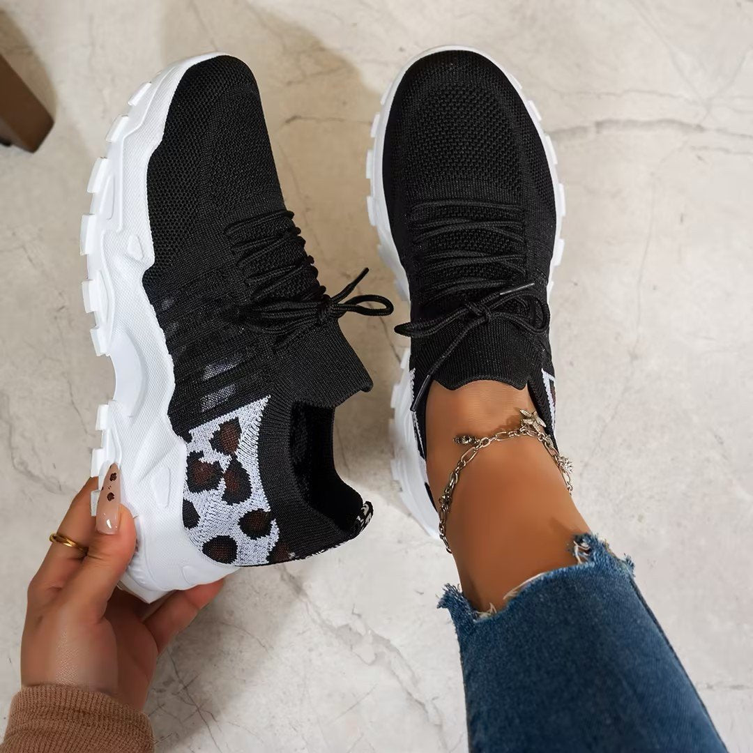 Women's Chunky Knit Platform Trainers - Black/White