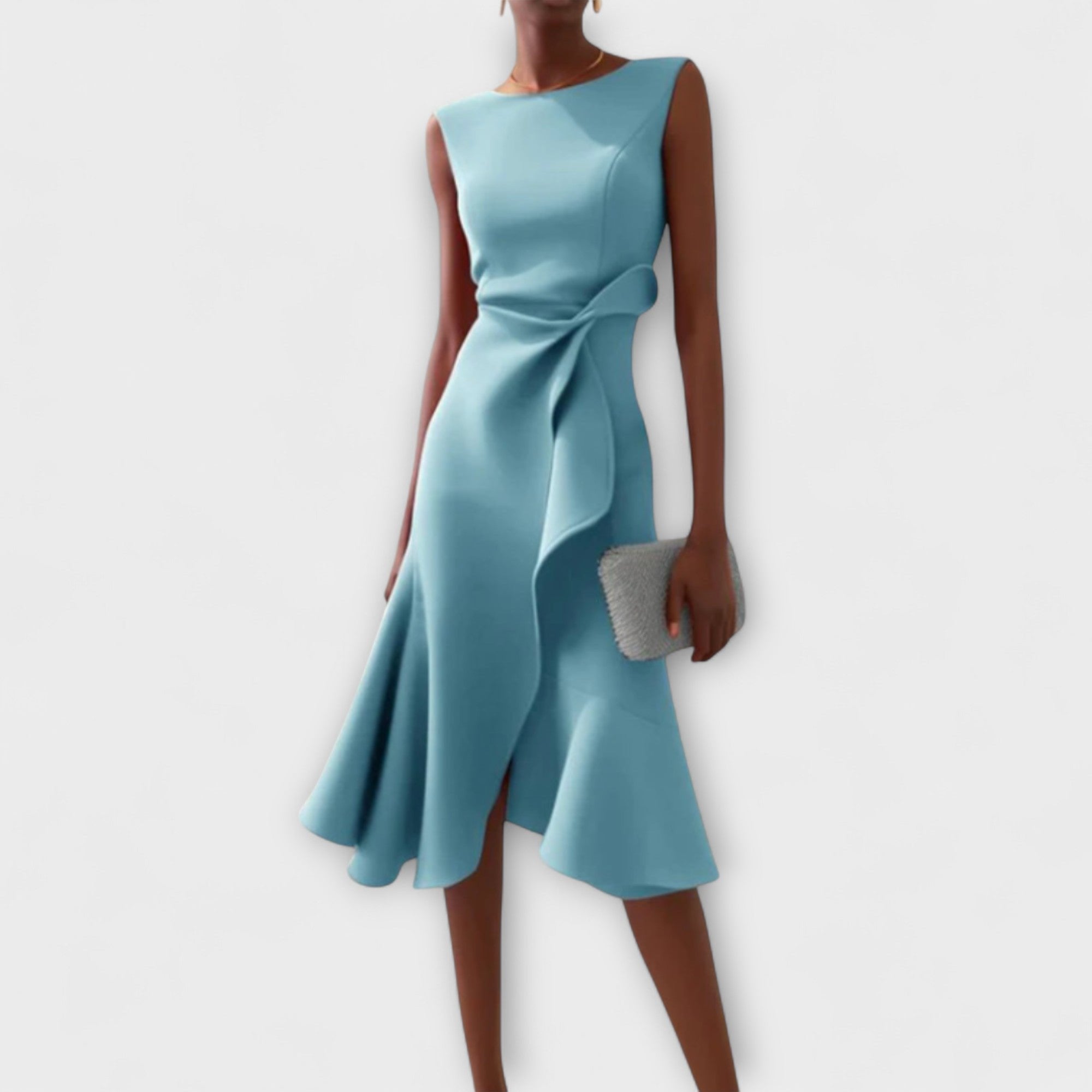 Women's Cocktail Midi Party Dress - Light Blue