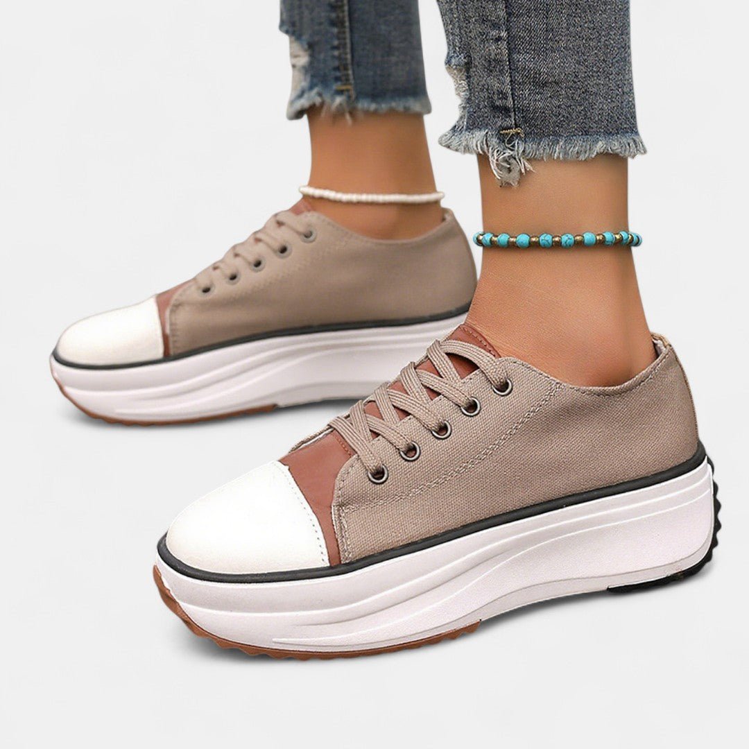 Women's Chunky Platform Lace-Up Trainers - Brown