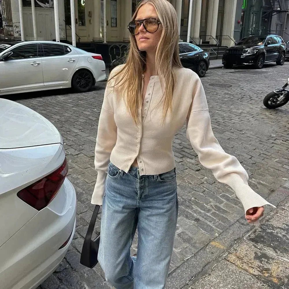 Women's Cropped Knit Cardigan