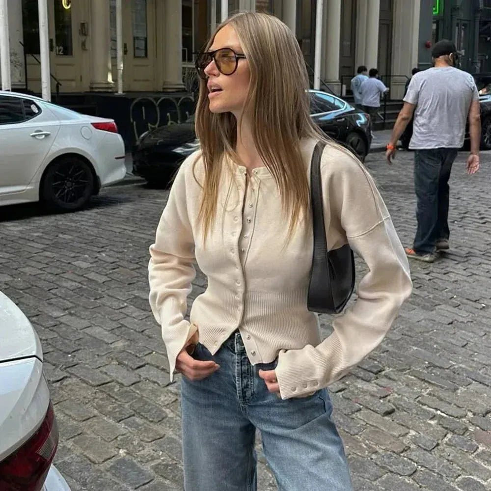 Women's Cropped Knit Cardigan