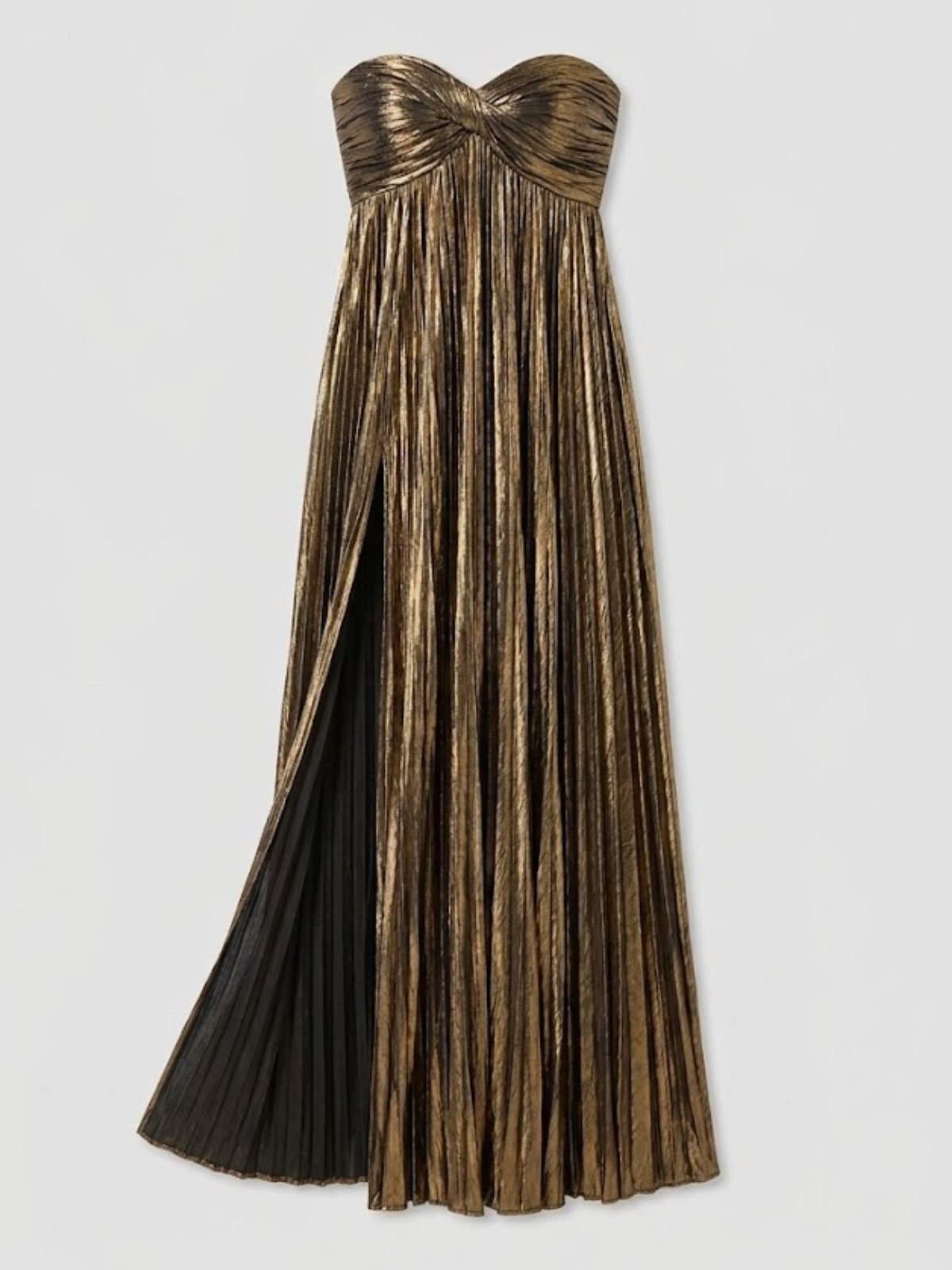 Women's Pleated Sequin Strapless Maxi Party Gown