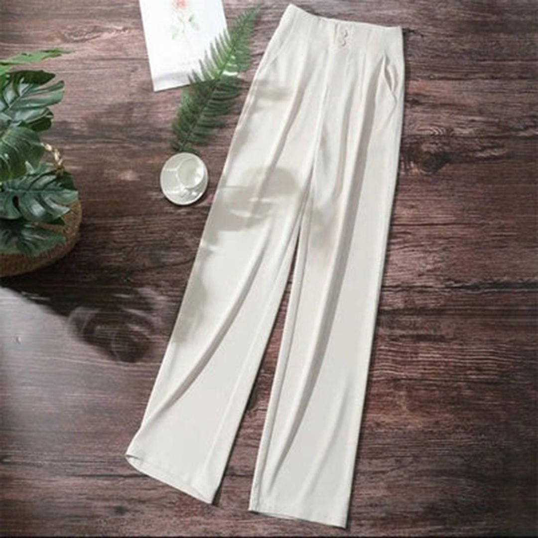 Women's High-Waisted Pleated Wide-Leg Trousers