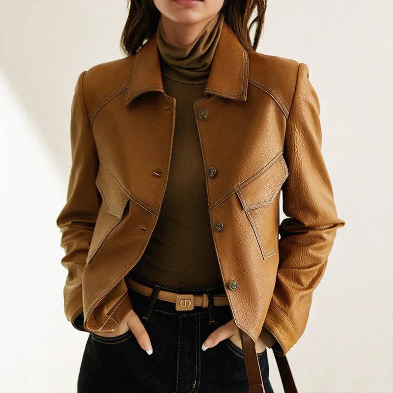 Women's Cropped Leather Jacket