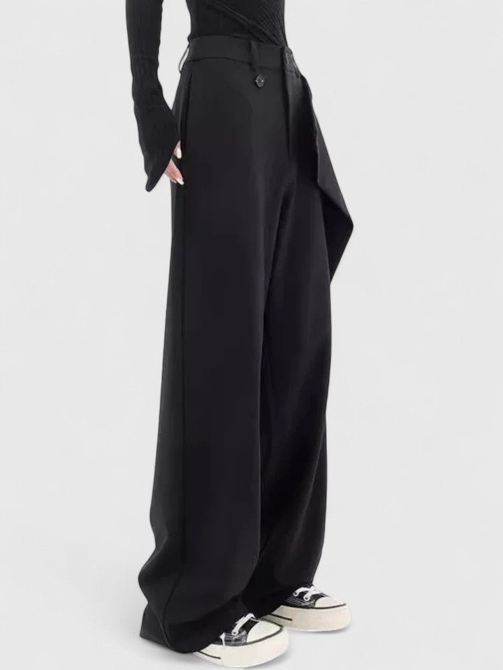 Women's Black Work High-Waisted Wide-Leg Trousers