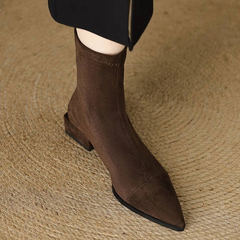 Women's Suede Pointed-Toe Ankle Boots
