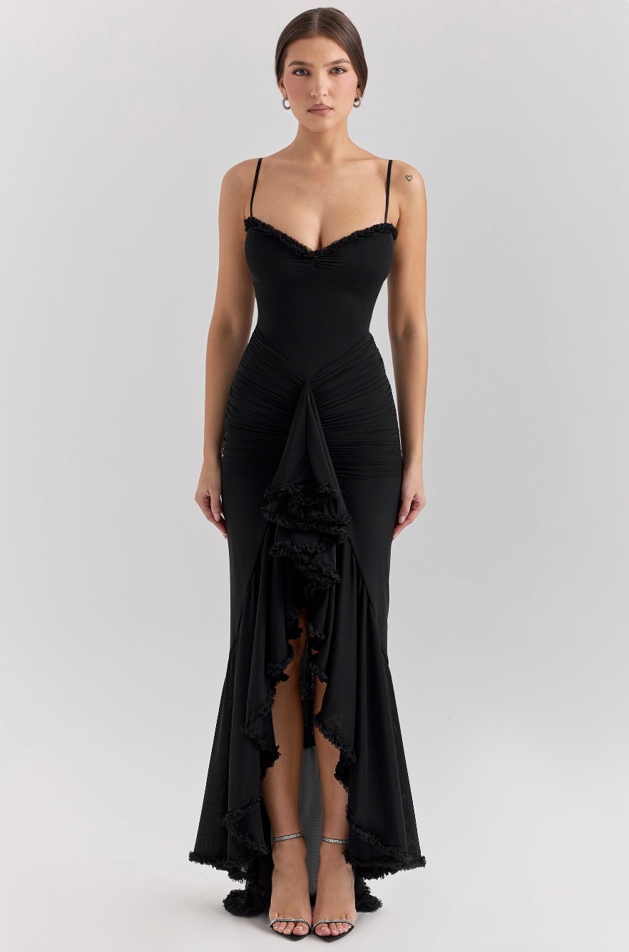 Women's Mermaid Bodycon Party Gown - Black