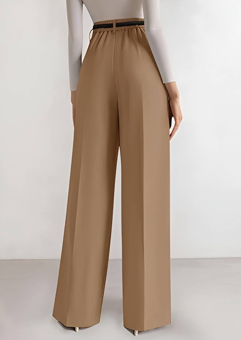 Women's High-Waisted Pleated Wide-Leg Trousers