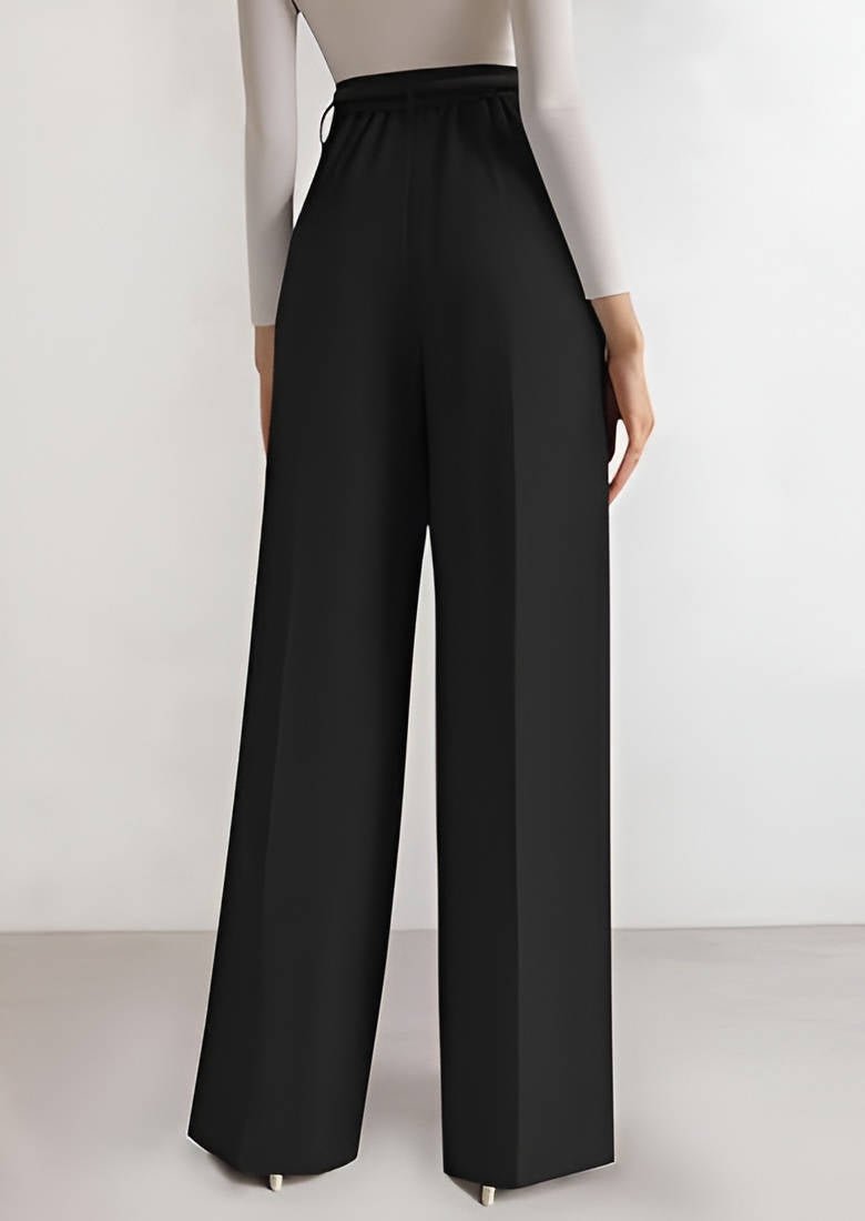 Women's High-Waisted Pleated Wide-Leg Trousers