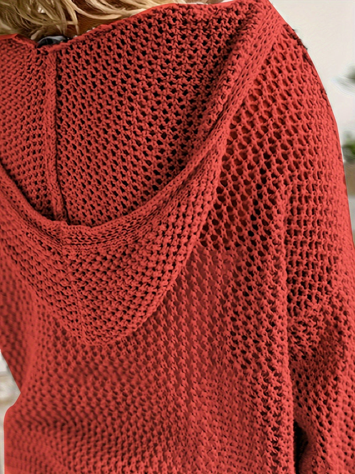 Women's Oversized V-Neck Hooded Jumper