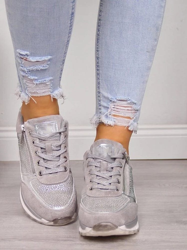 Women's Suede Wedge Lace-Up Platform Trainers