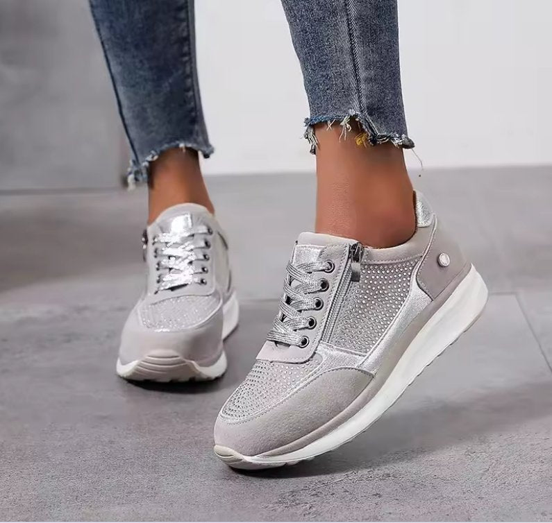 Women's Suede Wedge Lace-Up Platform Trainers
