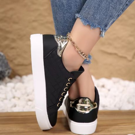 Women's Faux Leather Platform Lace-Up Trainers