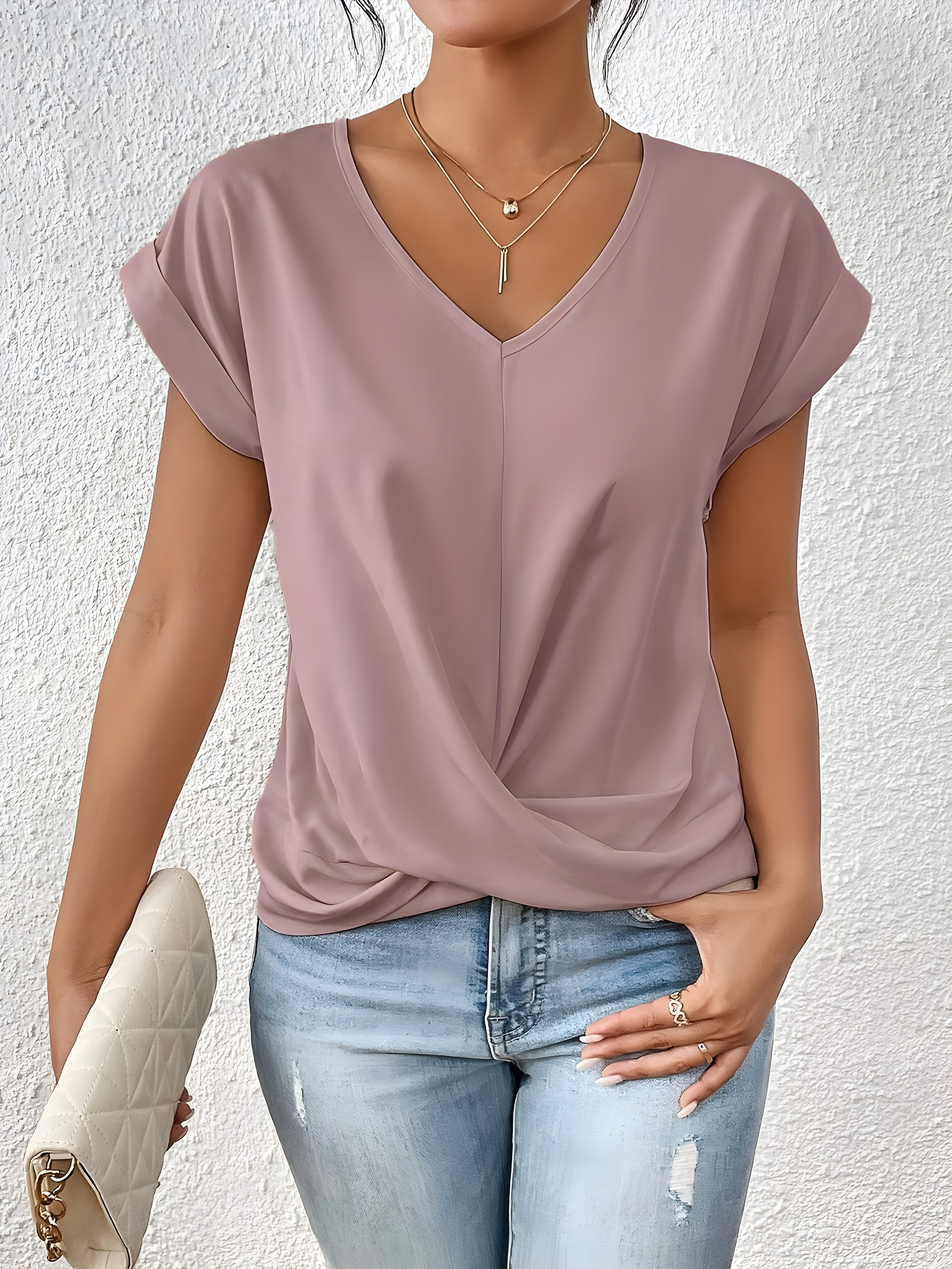 Women's Satin V-Neck Blouse