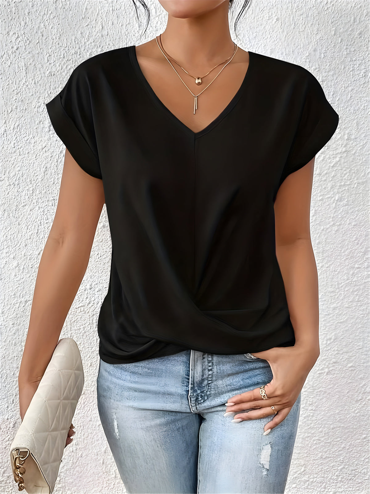 Women's Satin V-Neck Blouse