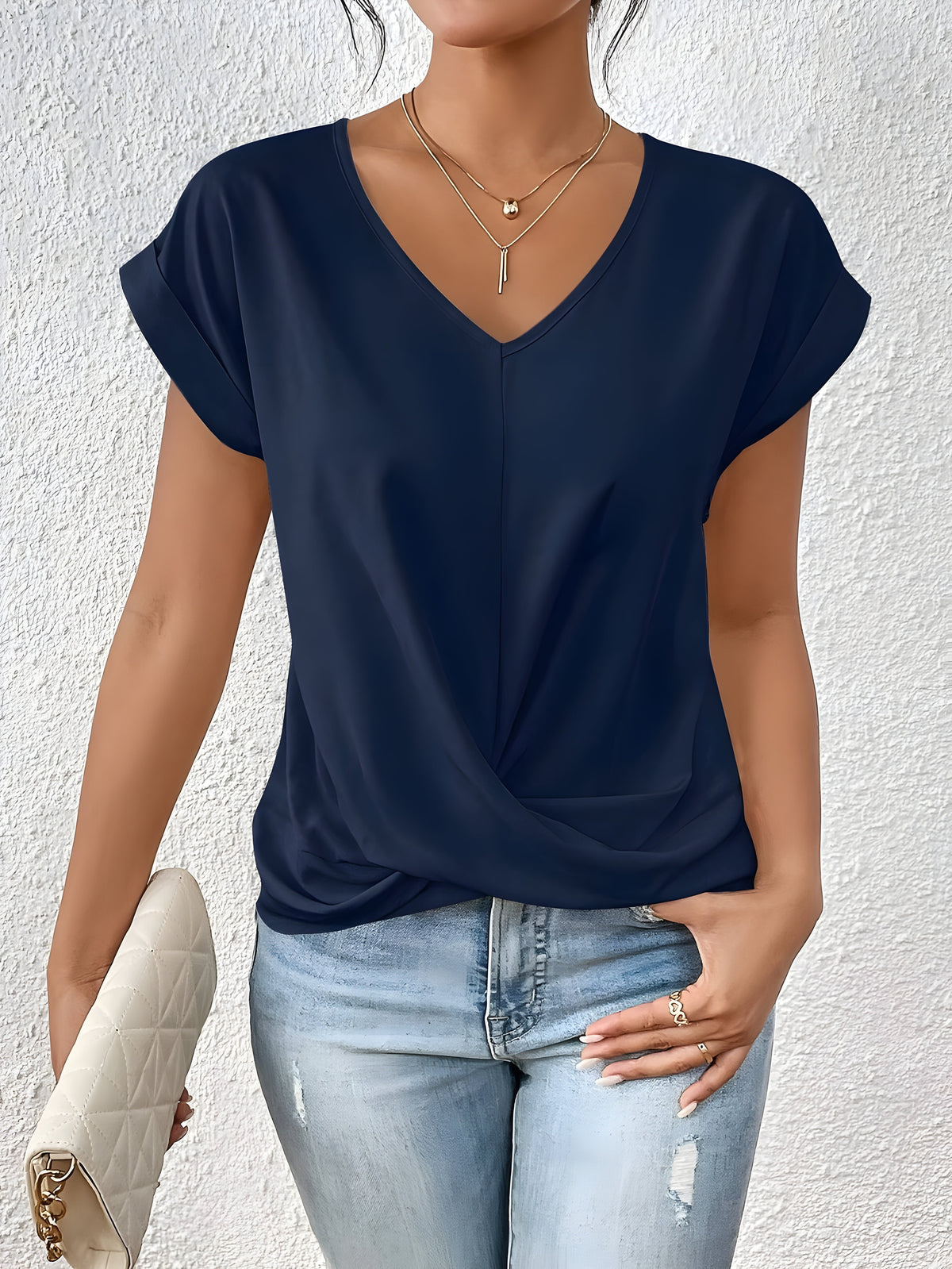 Women's Satin V-Neck Blouse