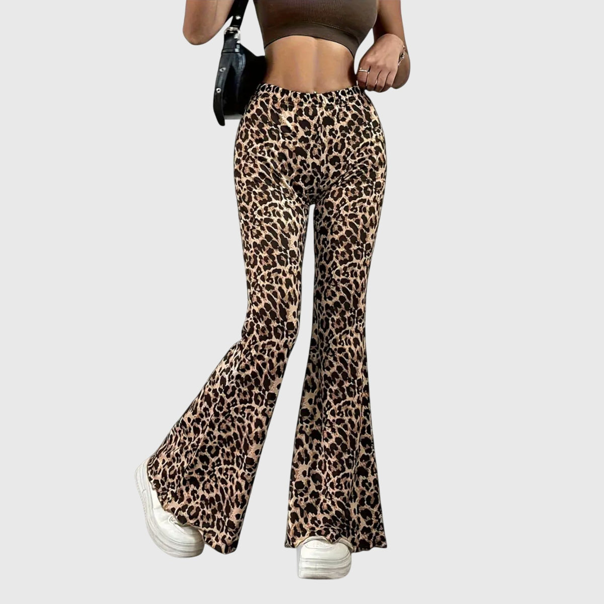 Women's Leopard High-Waisted Flare Trousers