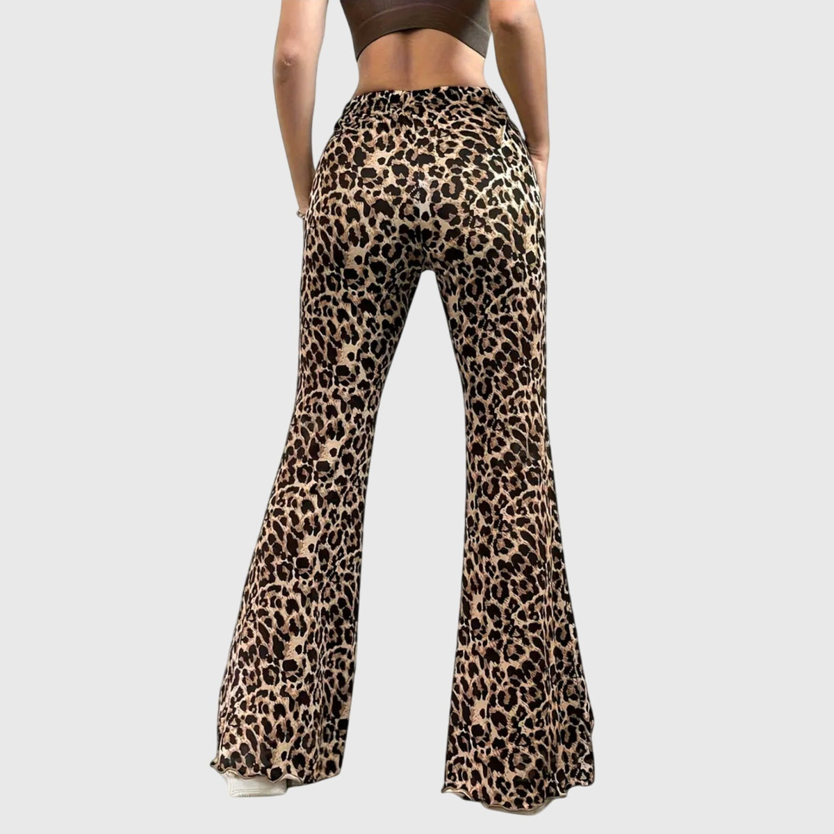 Women's Leopard High-Waisted Flare Trousers