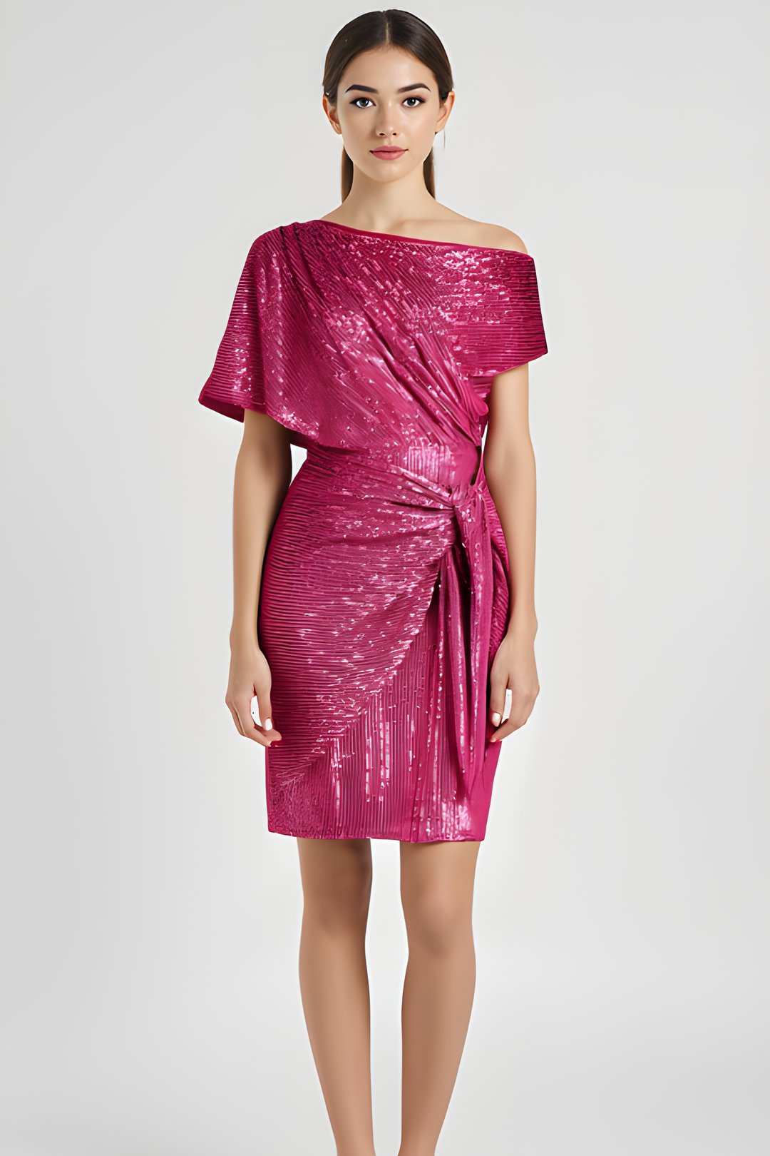 Women's Bodycon Cocktail Knit Dress - Pink
