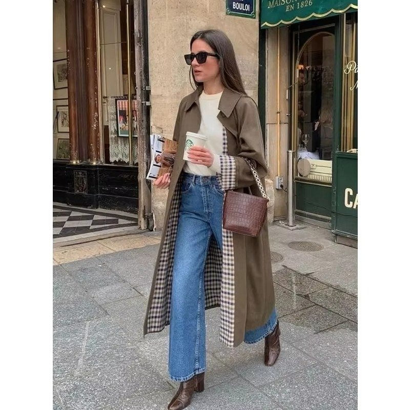 Women's Oversized Suede Longline Trench Coat