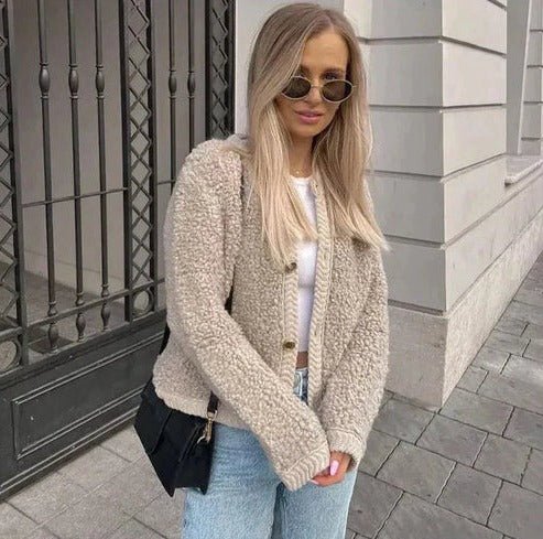 Women's Cropped Knit Ribbed Cardigan