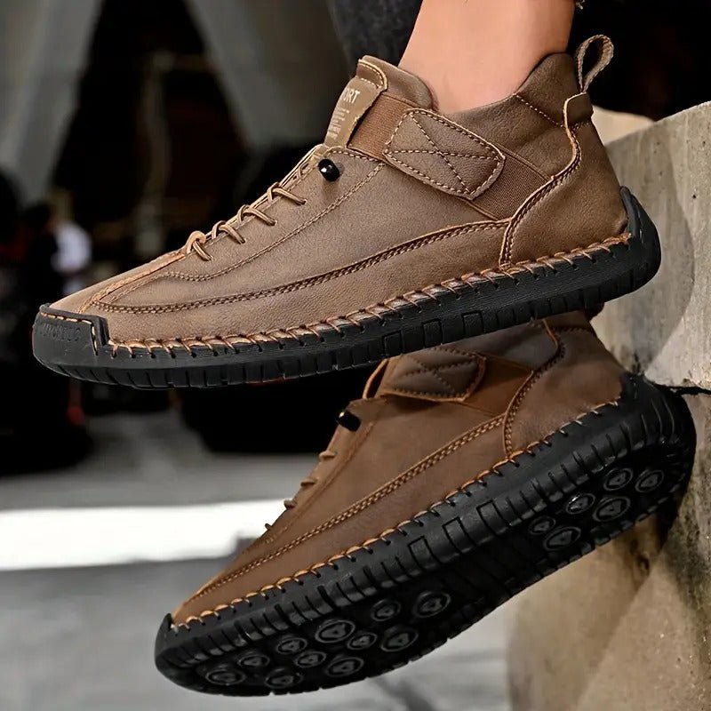 Women's Low-Top Slip-On Leather Trainers - Forest Brown