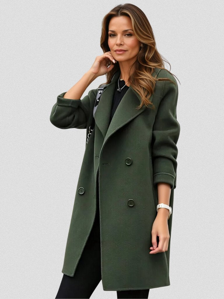 Women's Oversized Longline Wool Coat - Army Green