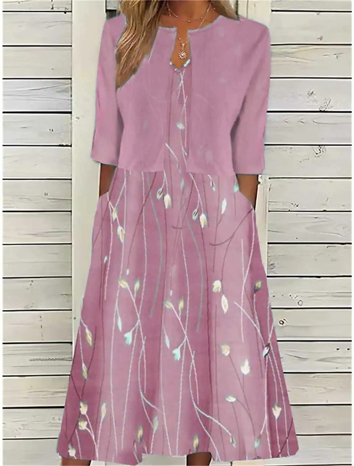 Women's Cropped Floral Midi Overlay - Pink
