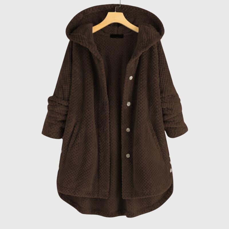 Women's Oversized Cardigan Longline Hooded Coat - Brown