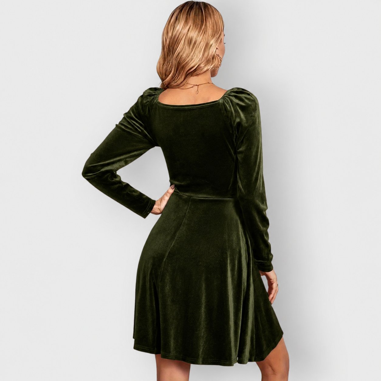 Women's Velvet Long Sleeve Mini Party Dress